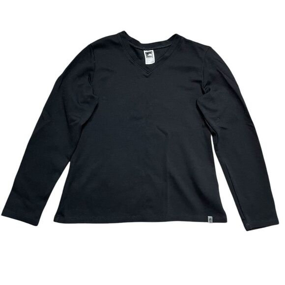 THE NORTH FACE  Merino WoolBlack Long Sleeve V-Neck Shirt Size Medium - Picture 1 of 5
